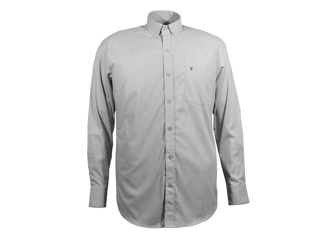 CAMISA MANGA LARGA GRIS ESTAMPADA 100% ALGODON