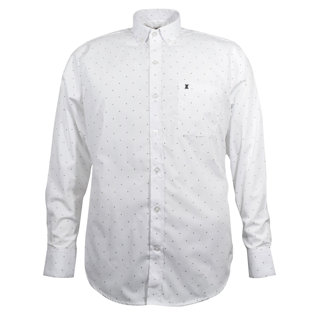 CAMISA  MANGA LARGA BLANCA ESTAMPADA 100% ALGODON