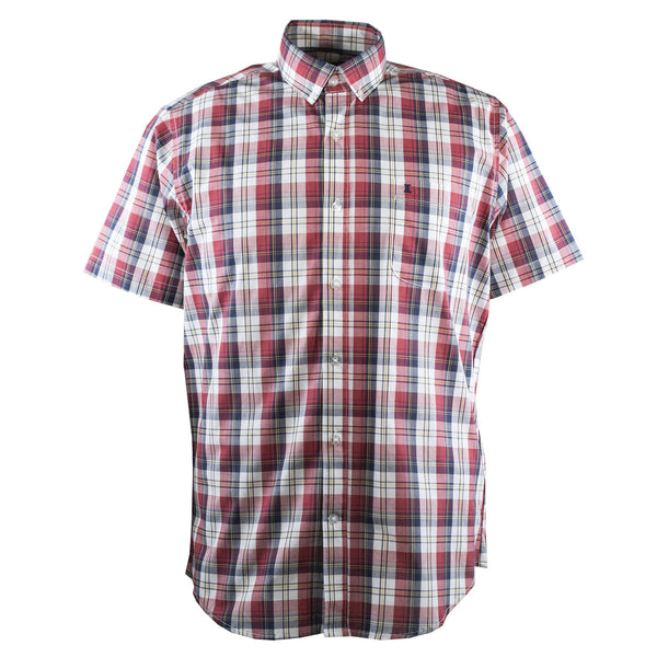 CAMISA MANGA CORTA CUADROS ROJOS 100% ALGODON