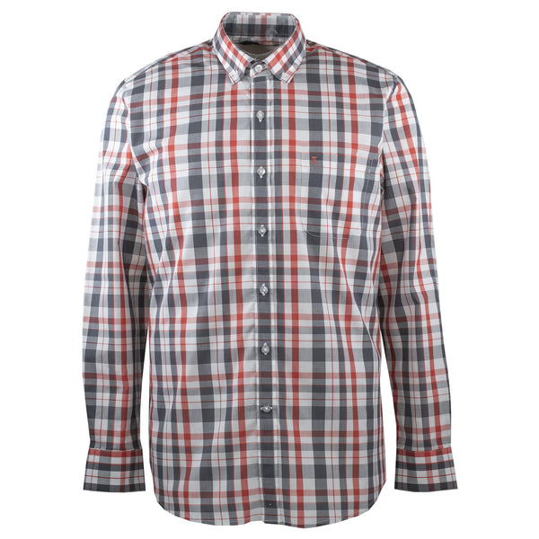 CAMISA MANGA LARGA CUADRO ROJO Y GRIS 100% ALGODON