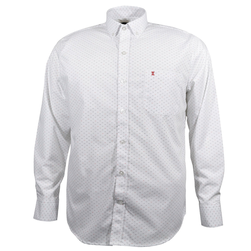 CAMISA  MANGA LARGA BLANCA ESTAMPADA 100% ALGODON