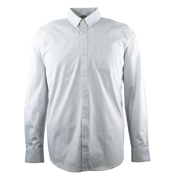 CAMISA MANGA LARGA BLANCA ESTAMPADA 100% ALGODON