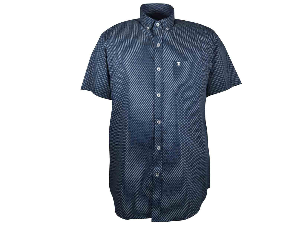 CAMISA MANGA CORTA AZUL ESTAMPADA 100% ALGODON