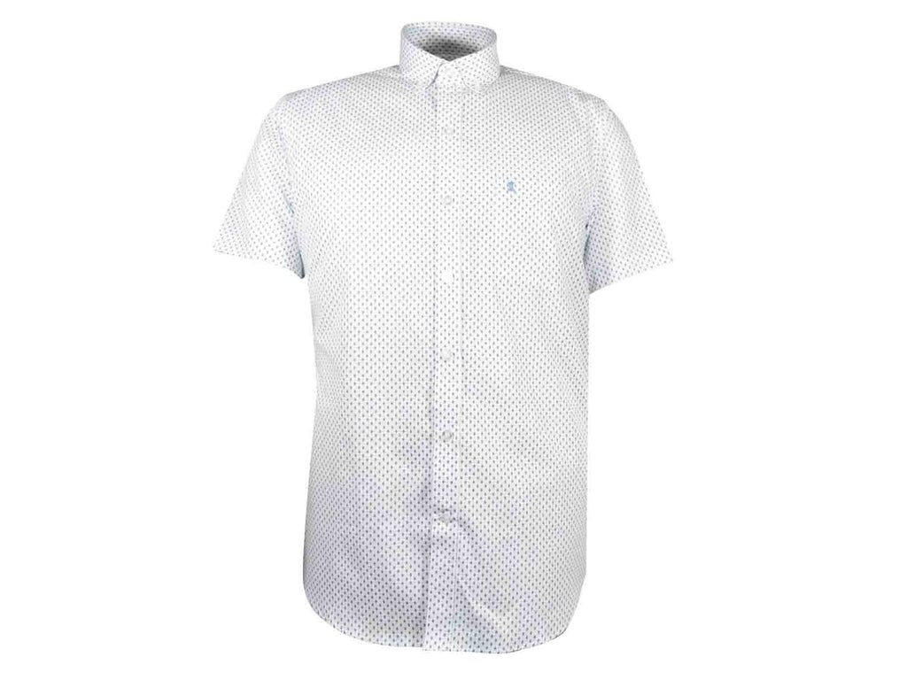 CAMISA MANGA CORTA BLANCA ESTAMPADA 100% ALGODON