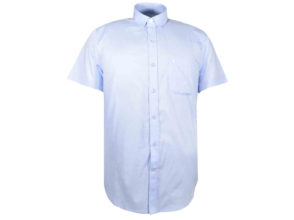 CAMISA MANGA CORTA AZUL ESTAMPADA 100% ALGODON