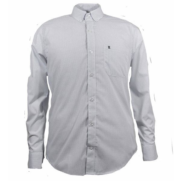 CAMISA MANGA LARGA BLANCA ESTAMPADA 100% ALGODON