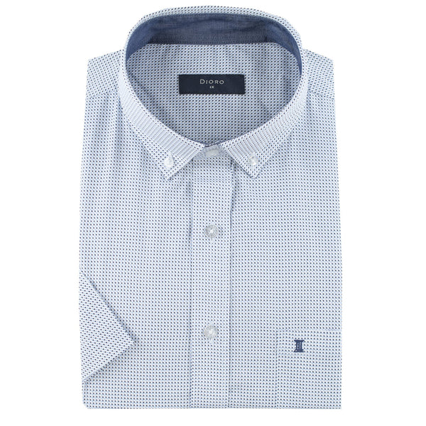 CAMISA BLANCA ESTAMPADA MANGA CORTA 100% ALGODON