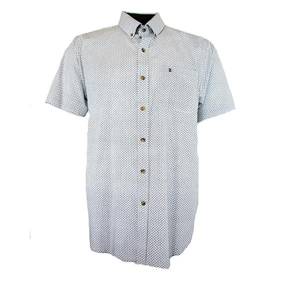 CAMISA MANGA CORTA BLANCA ESTAMPADA 100% ALGODON