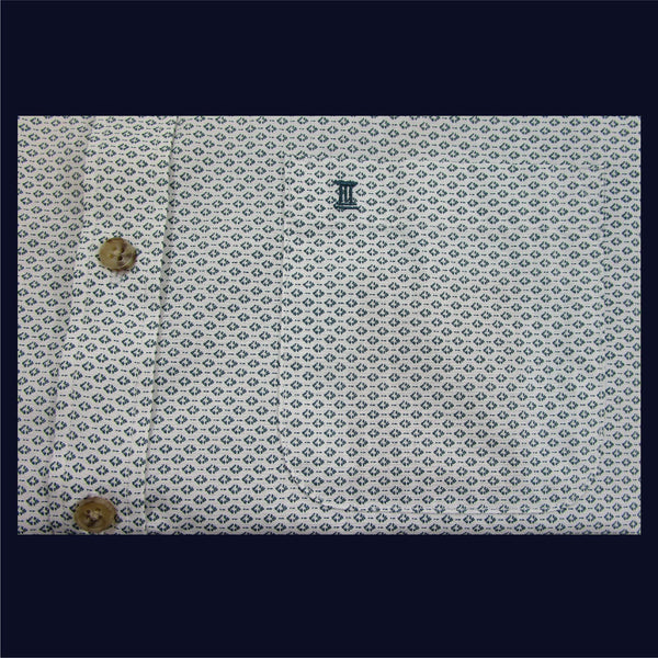 CAMISA  MANGA CORTA AZUL ESTAMPADA 100% ALGODON