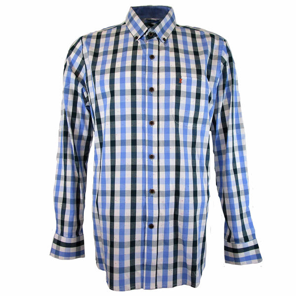 CAMISA  MANGA LARGA CUADROS AZULES PRETENDA 100% ALGODON