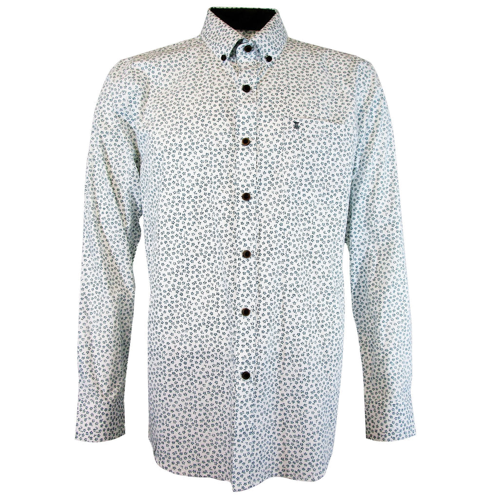 CAMISA MANGA LARGA BLANCA ESTAMPADA 100% ALGODON