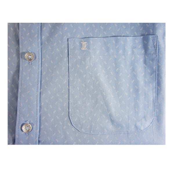 CAMISA MANGA CORTA AZUL ESTAMPADA 100% ALGODON