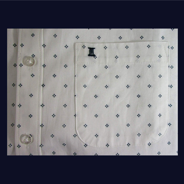 CAMISA  MANGA CORTA ESTAMPADO AZUL 100% ALGODON