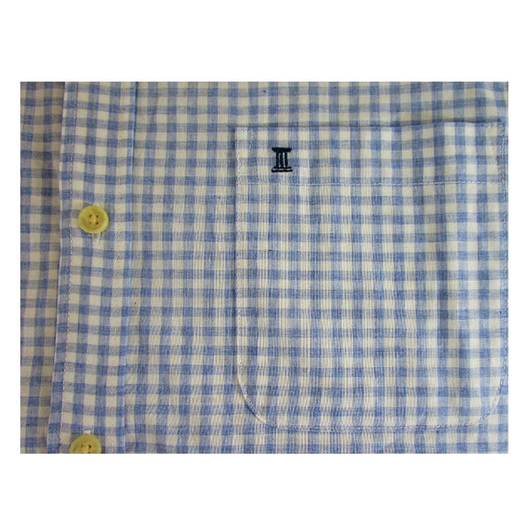 CAMISA  MANGA LARGA CUADROS AZULES 100% ALGODON