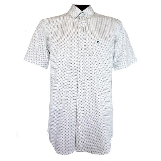 CAMISA  MANGA CORTA BLANCA ESTAMPADA 100% ALGODON