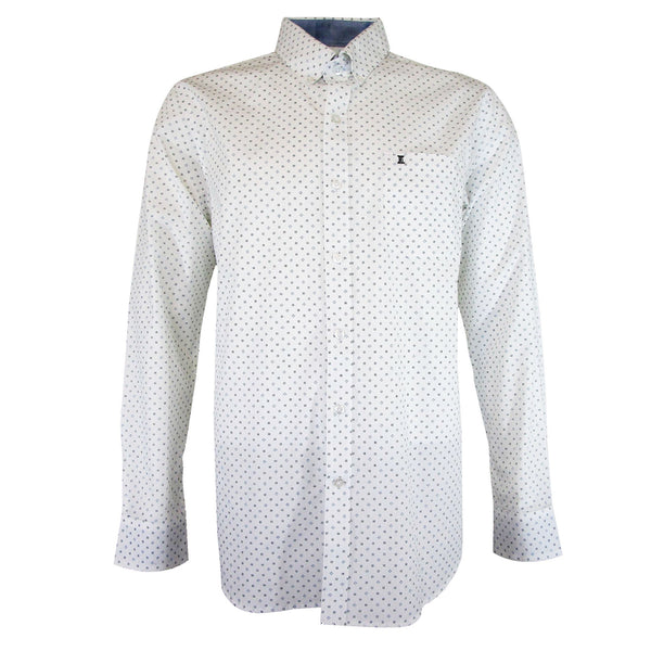 CAMISA  MANGA LARGA BLANCA ESTAMPADA 100% ALGODON