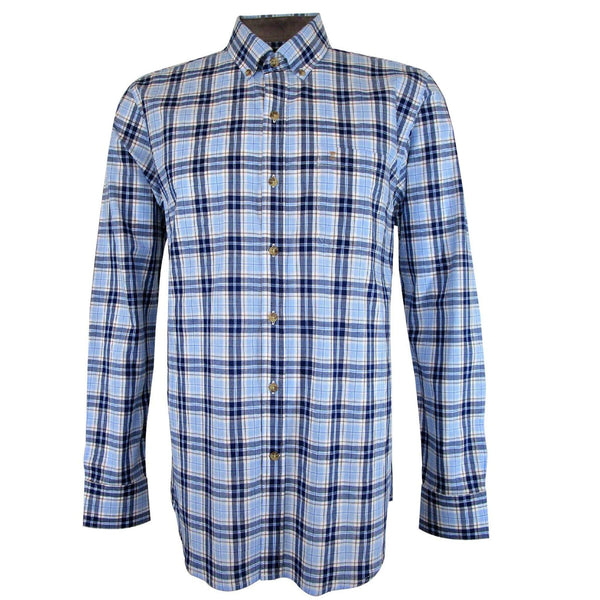 CAMISA  MANGA LARGA AZUL CUADROS 100% ALGODON