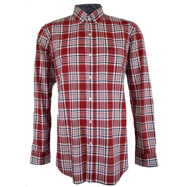 CAMISA  MANGA LARGA CUADROS ROJOS 100% ALGODON