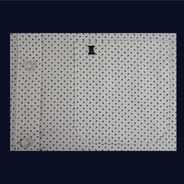 CAMISA  MANGA CORTA BLANCA ESTAMPADA 100% ALGODON