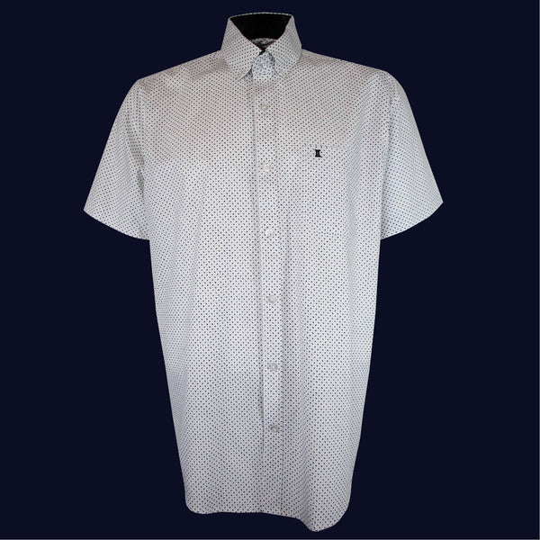 CAMISA  MANGA CORTA BLANCA ESTAMPADA 100% ALGODON