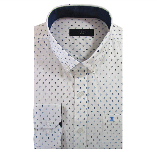 CAMISA MANGA LARGA BLANCA ESTAMPADA 100% ALGODON