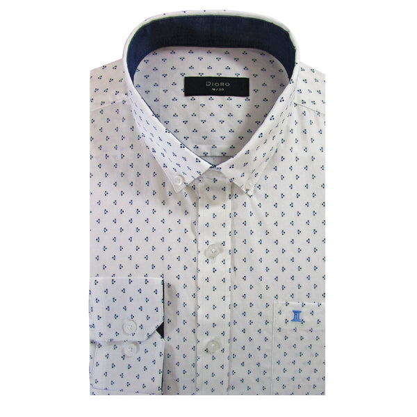 CAMISA  MANGA LARGA BLANCA  ESTAMPADA 100% ALGODON