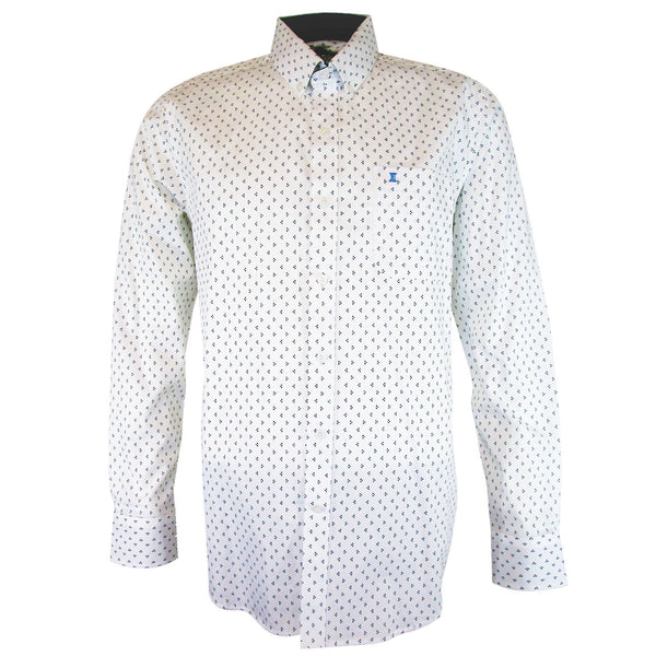 CAMISA MANGA LARGA BLANCA ESTAMPADA 100% ALGODON