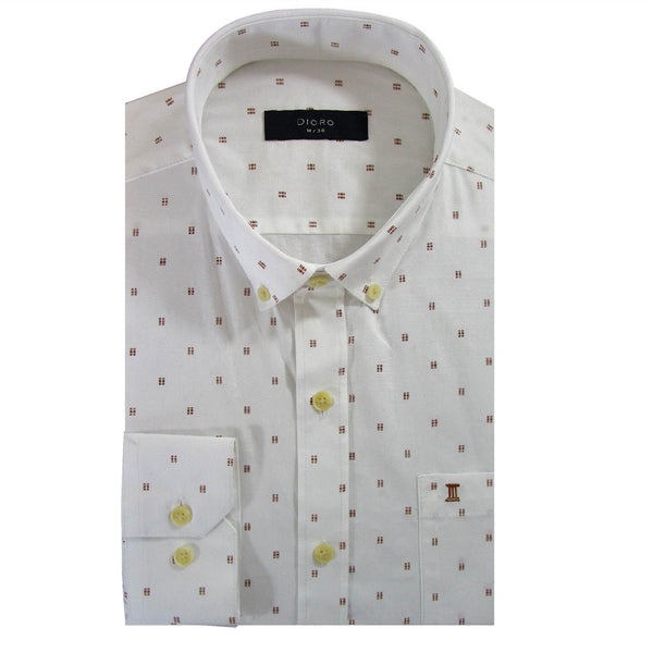 CAMISA  MANGA CORTA BLANCA ESTAMPADA 100% ALGODON