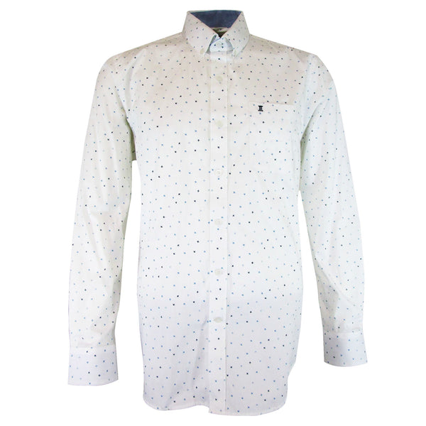 CAMISA  MANGA LARGA BLANCA ESTAMPADA 100% ALGODON