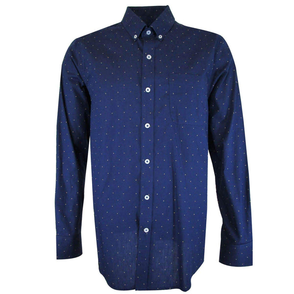 CAMISA  MANGA LARGA AZUL ESTAMPADA 100% ALGODON