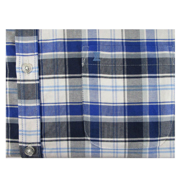 CAMISA  MANGA LARGA CUADROS AZULES 100% ALGODON