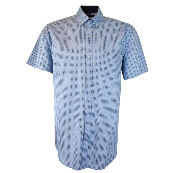 CAMISA  MANGA CORTA AZUL CLARO ESTAMPADA 100% ALGODON