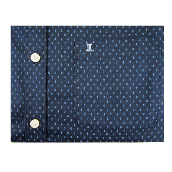 CAMISA  MANGA CORTA AZUL ESTAMPADA 100% ALGODON