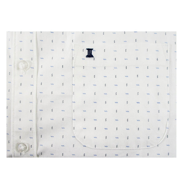 CAMISA  MANGA CORTA BLANCA ESTAMPADA 100% ALGODON