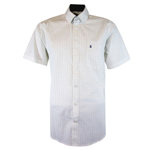 CAMISA  MANGA CORTA BLANCA ESTAMPADA 100% ALGODON