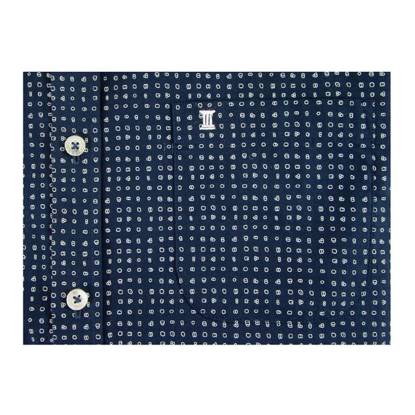 CAMISA  MANGA CORTA AZUL ESTAMPADA 100% ALGODON