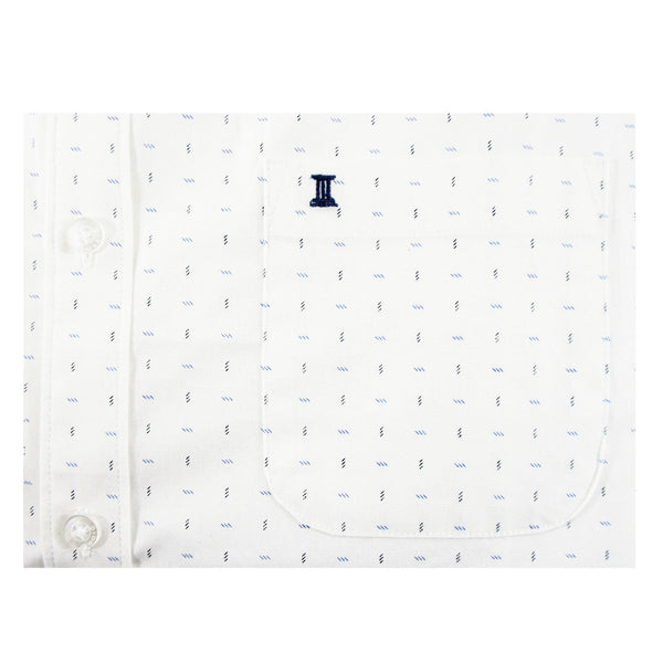 CAMISA  MANGA CORTA BLANCA ESTAMPADA 100% ALGODON