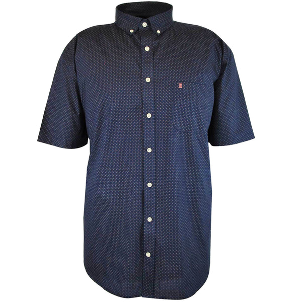 CAMISA  MANGA CORTA AZUL ESTAMPADA 100% ALGODON