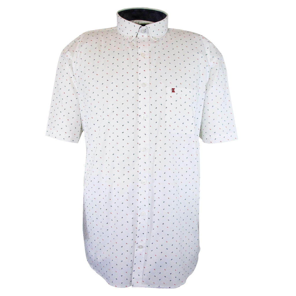 CAMISA MANGA CORTA BLANCA ESTAMPADA 100% ALGODON