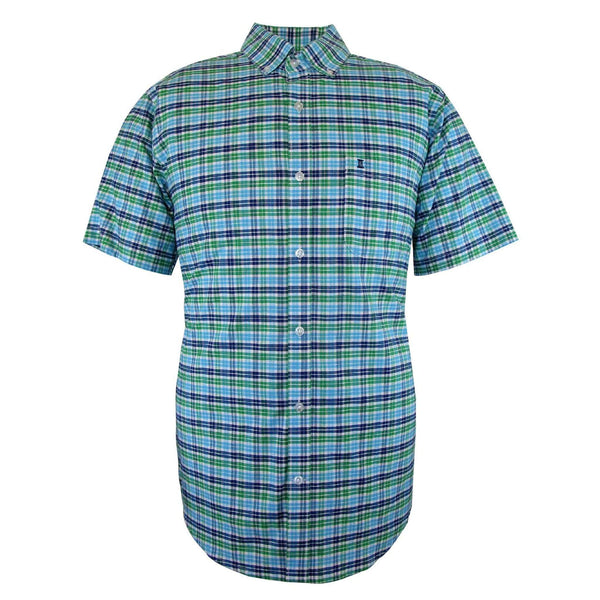 CAMISA  MANGA CORTA CUADROS VERDES 100% ALGODON