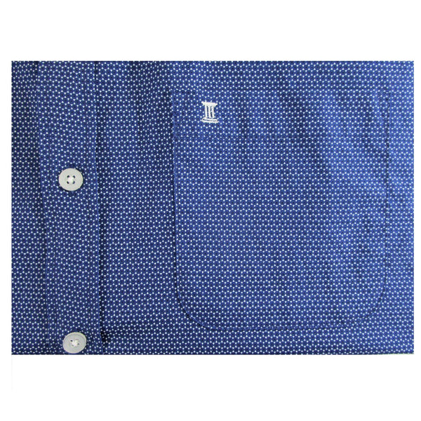 CAMISA  MANGA LARGA AZUL ESTAMPADA 100% ALGODON