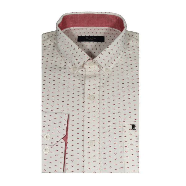 CAMISA  MANGA LARGA BLANCO ESTAMPADA 100% ALGODON