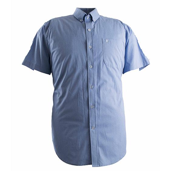 CAMISA MANGA CORTA AZUL ESTAMPADA 100% ALGODON