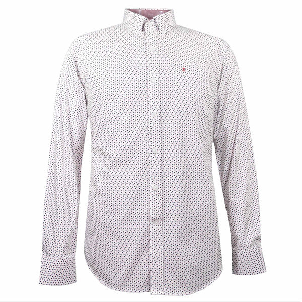 CAMISA  MANGA LARGA BLANCA ESTAMPADO 100% ALGODON