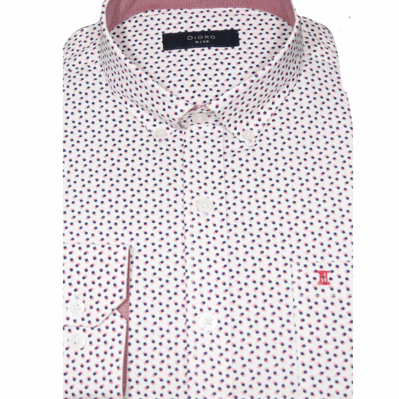 CAMISA MANGA LARGA BLANCA ESTAMPADA 100% ALGODON