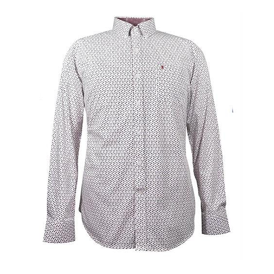 CAMISA MANGA LARGA BLANCA ESTAMPADA 100% ALGODON