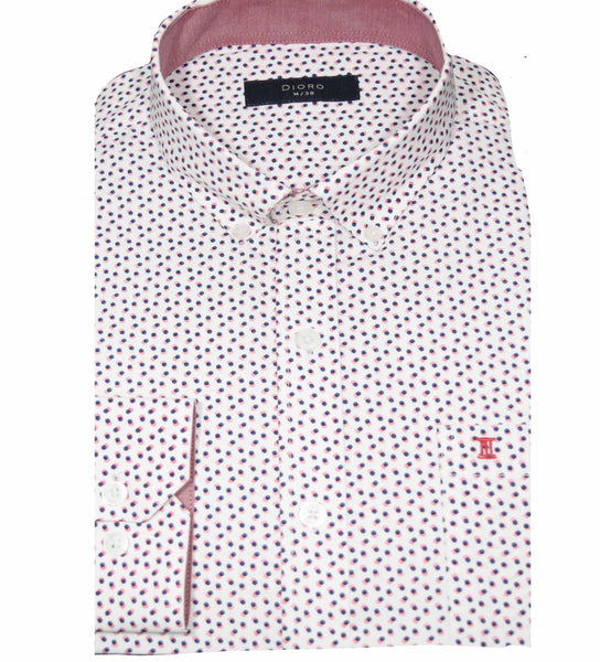 CAMISA MANGA LARGA BLANCA ESTAMPADA 100% ALGODON