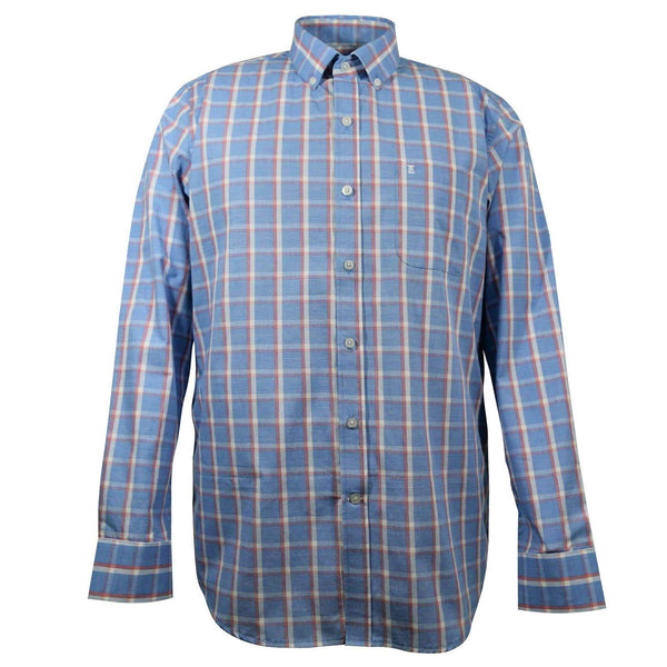 CAMISA  MANGA LARGA AZUL CUADROS 100% ALGODON