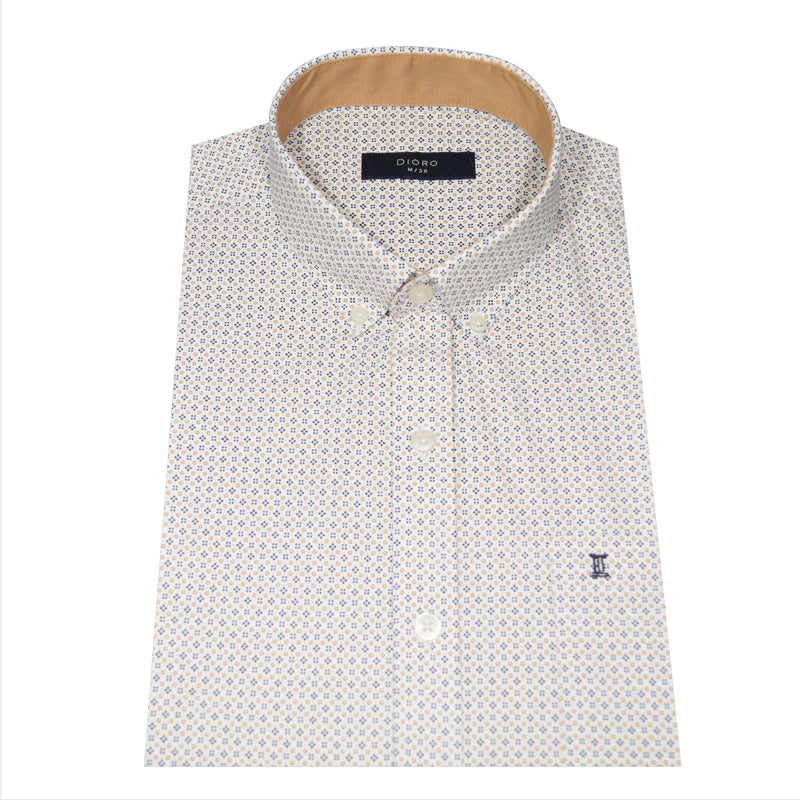 CAMISA MANGA CORTA BLANCA ESTAMPADA 100% ALGODON