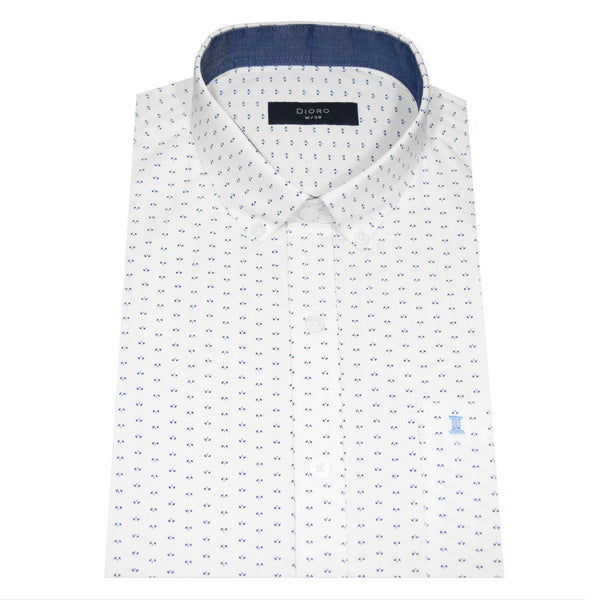 CAMISA MANGA CORTA BLANCA ESTAMPADA 100% ALGODON